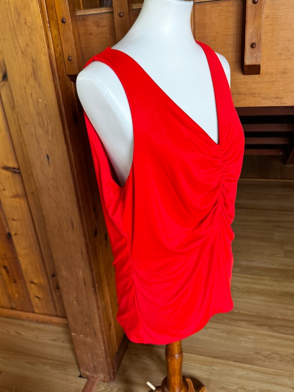 BAR III size 2X Women's Red orange Ruched V-Neck Tank Top blouse - Picture 5 of 8